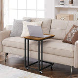 VASAGLE End Table Side Table Coffee Table with Steel Frame and Castors Rustic Brown and Black - Top-Down View