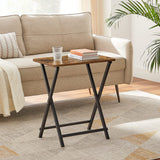 VASAGLE TV Tray Set of 2 Folding Tables Rustic Brown and Black - Side View