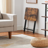 VASAGLE TV Tray Set of 2 Folding Tables Rustic Brown and Black - Top-Down View