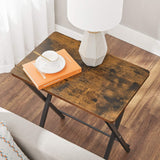 VASAGLE TV Tray Set of 2 Folding Tables Rustic Brown and Black - 45-Degree Angle