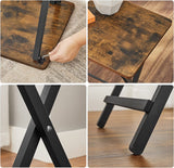 VASAGLE TV Tray Set of 2 Folding Tables Rustic Brown and Black - Rear View