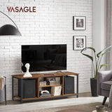 VASAGLE Lowboard TV Cabinet for TVs up to 60 Inches with Open Compartments Vintage Brown/Black - Front View