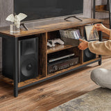 VASAGLE Lowboard TV Cabinet for TVs up to 60 Inches with Open Compartments Vintage Brown/Black - Close-Up Angle