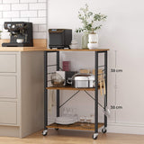 Vasagle Kitchen Serving Shelf Trolley on Wheels 3 Shelves with 6 Hook Rustic Brown - Top-Down View
