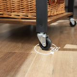 Vasagle Kitchen Serving Shelf Trolley on Wheels 3 Shelves with 6 Hook Rustic Brown - 45-Degree Angle