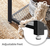 VASAGLE Coffee Table with Mesh Shelf Rustic Brown and Black - Front View