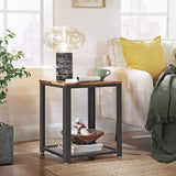VASAGLE Coffee Table with Mesh Shelf Rustic Brown and Black - 45-Degree Angle