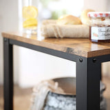VASAGLE Coffee Table with Mesh Shelf Rustic Brown and Black - Rear View