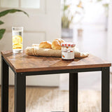 VASAGLE Coffee Table with Mesh Shelf Rustic Brown and Black - Close-Up Angle