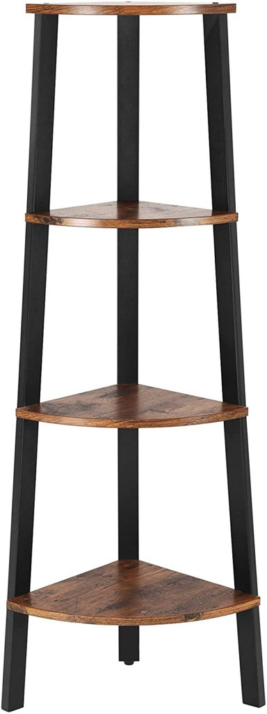 VASAGLE Corner Shelf 4-Tier Industrial Storage Rack Rustic Brown and Black