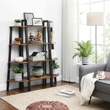 VASAGLE Corner Shelf 4-Tier Industrial Storage Rack Rustic Brown and Black - Side View