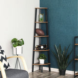 VASAGLE Corner Shelf 5 Tier Industrial Ladder Bookcase Storage Rack with Metal Frame Rustic Brown - Top-Down View