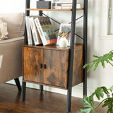 VASAGLE Ladder Bookshelf with Cupboard Rustic Brown - Side View