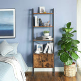 VASAGLE Ladder Bookshelf with Cupboard Rustic Brown - Top-Down View