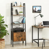 VASAGLE Ladder Bookshelf with Cupboard Rustic Brown - 45-Degree Angle