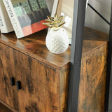 VASAGLE Ladder Bookshelf with Cupboard Rustic Brown - Rear View