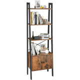 VASAGLE Ladder Bookshelf with Cupboard Rustic Brown - Low Angle