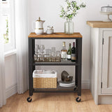 VASAGLE Serving Cart Trolley Rustic Brown - Top-Down View