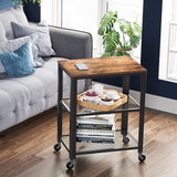 VASAGLE Serving Cart Trolley Rustic Brown - 45-Degree Angle