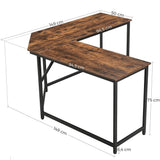 VASAGLE L-Shaped Computer Desk Rustic Brown and Black - Front View