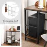 VASAGLE Computer Desk with 2 Shelves Rustic Brown and Black - Front View
