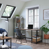 VASAGLE Computer Desk with 2 Shelves Rustic Brown and Black - Extra Image