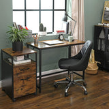 VASAGLE Computer Desk Rustic Brown and Black - Front View