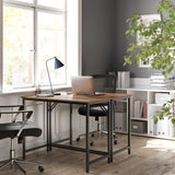 VASAGLE Computer Desk Rustic Brown and Black - Rear View