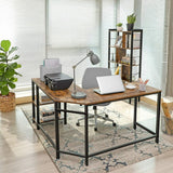 VASAGLE L-Shaped Computer Desk Rustic Brown and Black - Top-Down View
