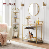 VASAGLE Gold Bar Serving Wine Cart With Wheels And Wine Bottle Holders - Front View