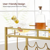 VASAGLE Gold Bar Serving Wine Cart With Wheels And Wine Bottle Holders - 45-Degree Angle