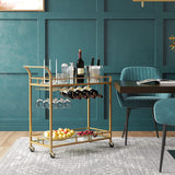 VASAGLE Gold Bar Serving Wine Cart With Wheels And Wine Bottle Holders - Close-Up Angle