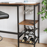 VASAGLE Bar Table with Wine Glass Holder and Bottle Rack - 45-Degree Angle