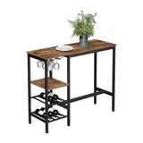 VASAGLE Bar Table with Wine Glass Holder and Bottle Rack - Close-Up Angle
