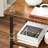 VASAGLE 3-Tier Machine Cart with Wheels and Adjustable Table Top Rustic Brown and Black - Side View