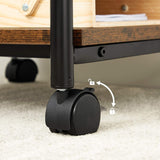 VASAGLE 3-Tier Machine Cart with Wheels and Adjustable Table Top Rustic Brown and Black - 45-Degree Angle