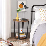 VASAGLE Side Table Industrial Coffee Table Round Sofa Table With Iron Frame for Living Room Bedroom Stable and Simple Construction Rustic Brown - Top-Down View