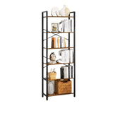VASAGLE 6-Tier Bookcase Storage Shelf Steel Frame for Living Room Study Office Hallway Industrial Design Vintage Brown Black - Extra Image
