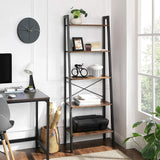 VASAGLE Ladder Shelf 5-Tier Rustic Brown - Front View