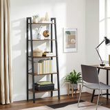 VASAGLE Ladder Shelf 5-Tier Rustic Brown - 45-Degree Angle