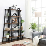 VASAGLE Ladder Shelf 5-Tier Rustic Brown - Rear View