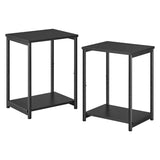 VASAGLE Side Table Set of 2 Charcoal Gray and Black with Storage Shelf - Front View