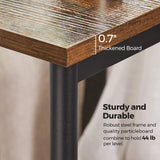 VASAGLE Side Table Vintage Brown with Storage Shelf - Side View