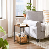 VASAGLE Side Table Vintage Brown with Storage Shelf - Top-Down View