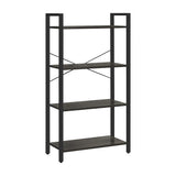 VASAGLE 4-Tier Bookshelf Storage Rack with Steel Frame for Living Room Office Study Hallway Industrial Style Charcoal Grey and Black - Front View