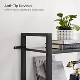 VASAGLE 4-Tier Bookshelf Storage Rack with Steel Frame for Living Room Office Study Hallway Industrial Style Charcoal Grey and Black - Side View
