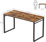 VASAGLE Computer Desk Writing Desk with 8 Hooks Rustic Brown and Black - Side View