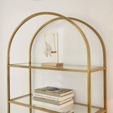 VASAGLE Bookshelf 5 Tier Tempered Glass with Gold Metal Frame - 45-Degree Angle