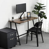 VASAGLE Computer Desk Rustic Brown and Black - Side View
