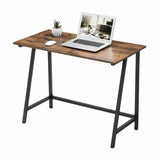VASAGLE Computer Desk Rustic Brown and Black - Low Angle